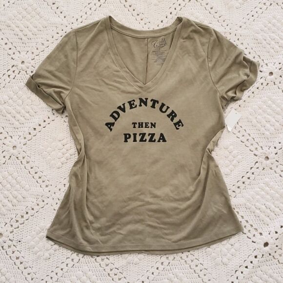 𝅺adventure then Pizza Funny Graphic Tee - Picture 1 of 4